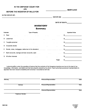 Inventory Form 1122 with 1123
