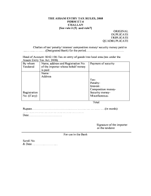 Treasury Challan Assam  Form