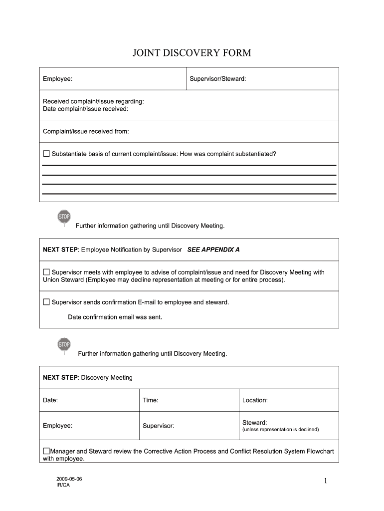 JOINT DISCOVERY FORM Ofnhp Aft