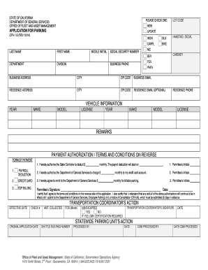 Ofa 112 Application for Parking  Form