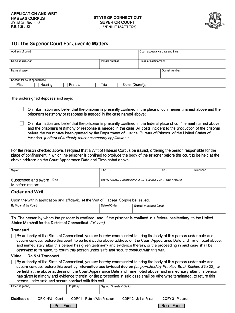  APPLICATION and WRIT HABEAS CORPUS Jud Ct 2013