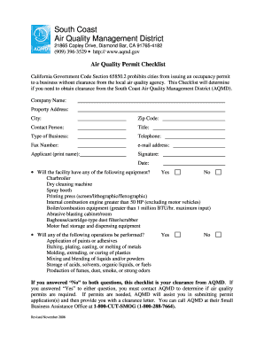 Air Quality Permit Checklist  Form