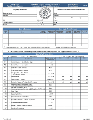 Microsoft InfoPath NFPA 25 Form AES 2 5 Quarterly Annual Prea Osfm Fire Ca