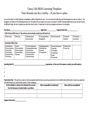 Casey Life Skills Worksheets  Form