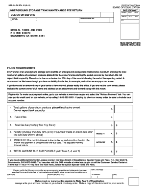 Underground Storage Tank Maintenance Fee Return  Form