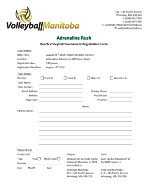 Volleyball Tournament Form