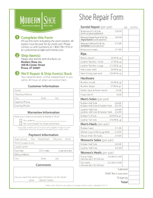  Shoe Repair Form 2015