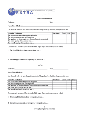 Podcast Peer Evaluation Form Clarkson Elementary School Www2 Burlesonisd