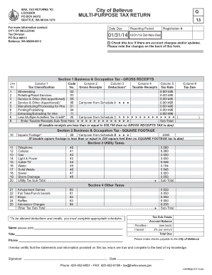 City of Bellevue Multi Purpose Tax Return  Form