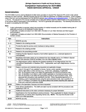 DCH 0893 Vision Approval Site State of Michigan Michigan  Form