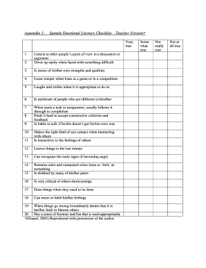Emotional Literacy Checklist PDF  Form