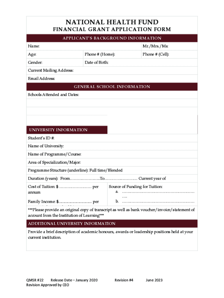 National Health Fund EduCare Grant Application  Form