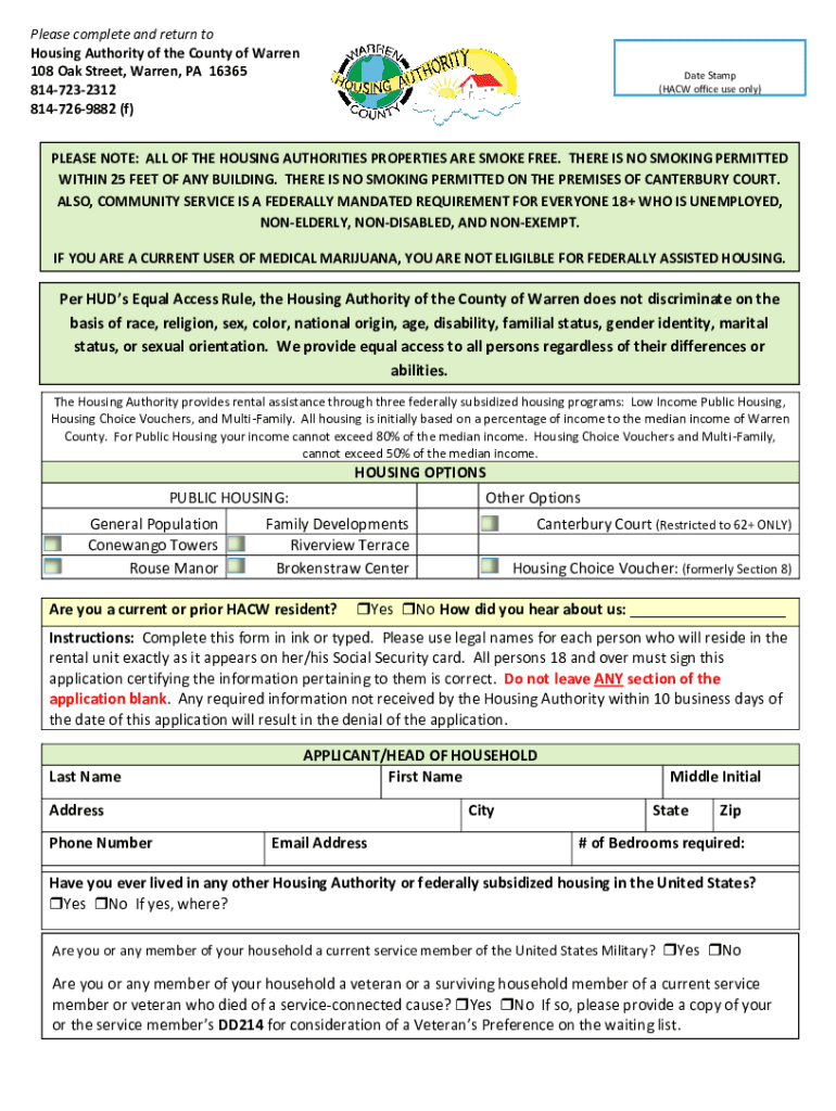 HUD Public Housing Program Warren County  Form