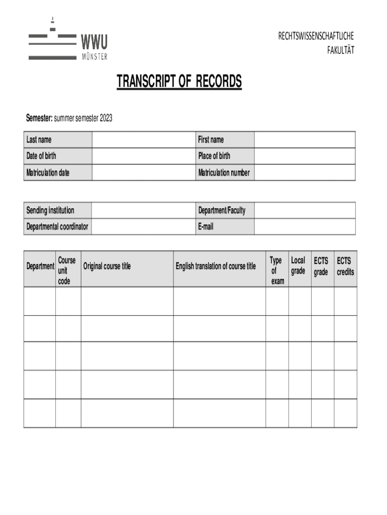  Transcript of Records EN Law Faculty 2023-2024