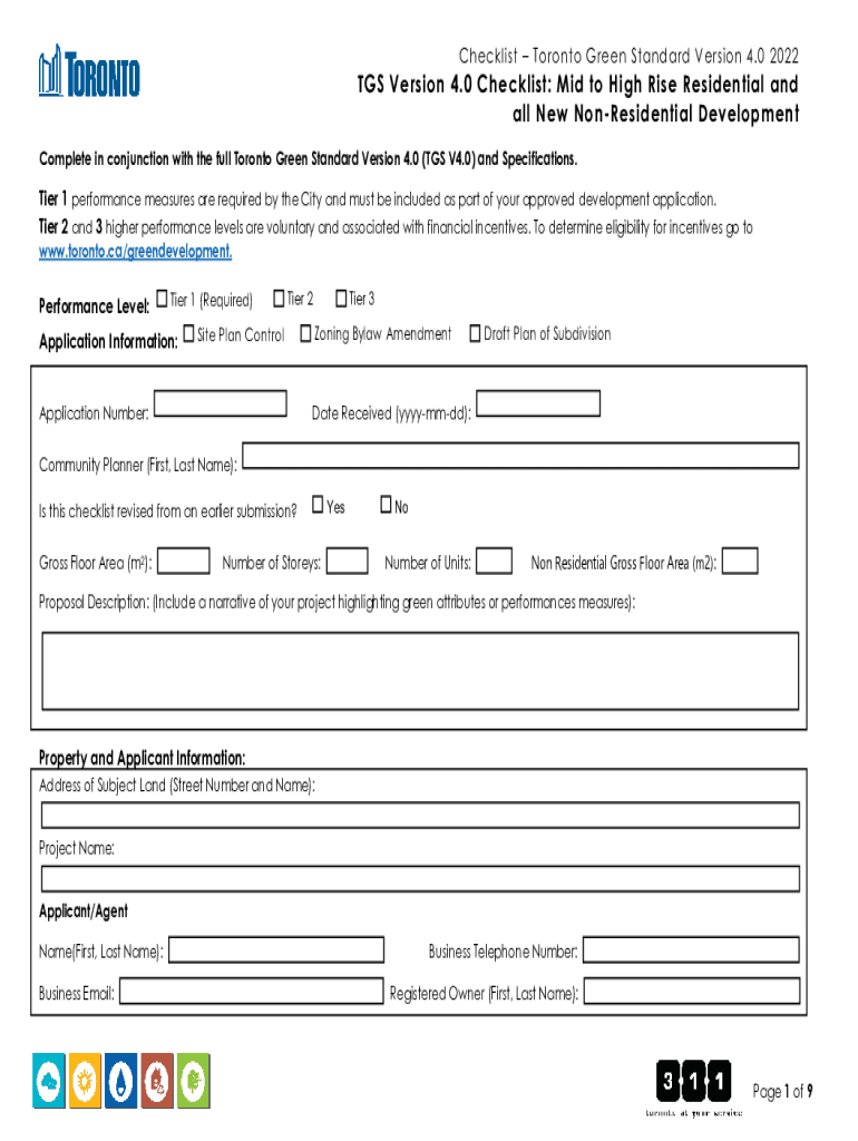  TGS Version 4 0 Checklist Mid to High Rise Residential and All New 2022-2024
