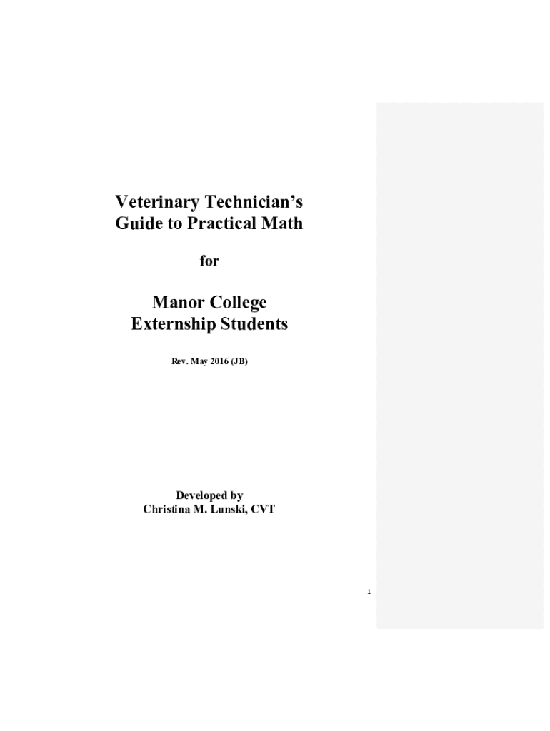  Veterinary Technician&#039;s Guide to Practical Math for Manor 2016-2024