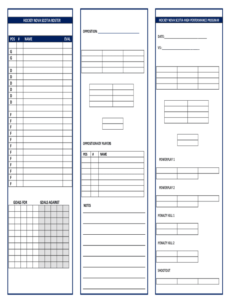 Hockey Nova Scotia Roster Pos # Name Eval  Form