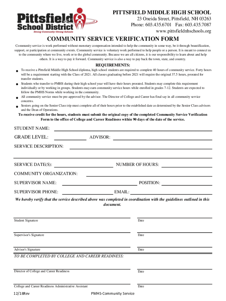 Pittsfield Middle High School Company Profile  Form