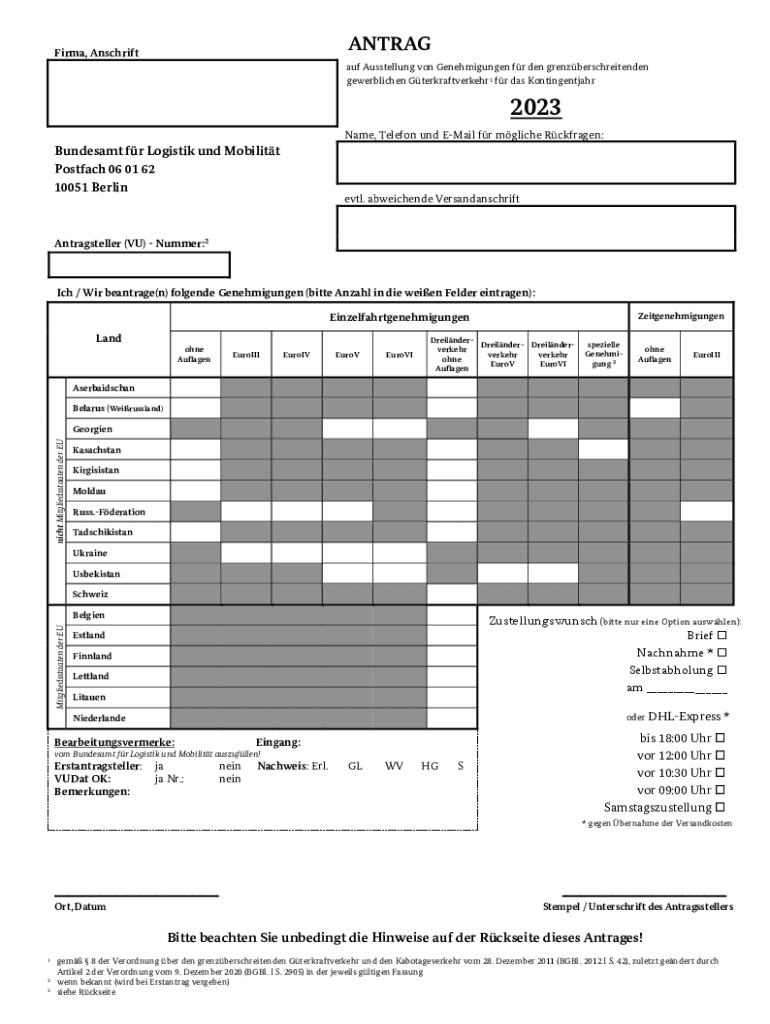 Bersicht Ber Die Straengterverkehrsrechtlichen  Form