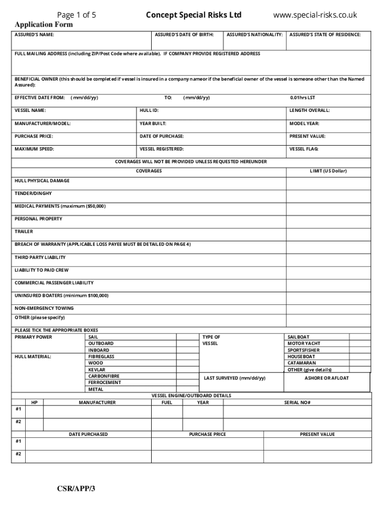 Concept Special Risks Claim Leaflet  Form