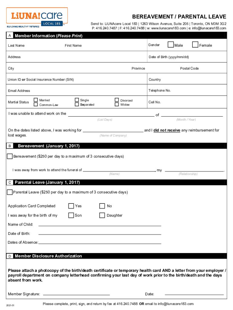 BEREAVEMENT PARENTAL LEAVE Send to Linear Local 2021-2024