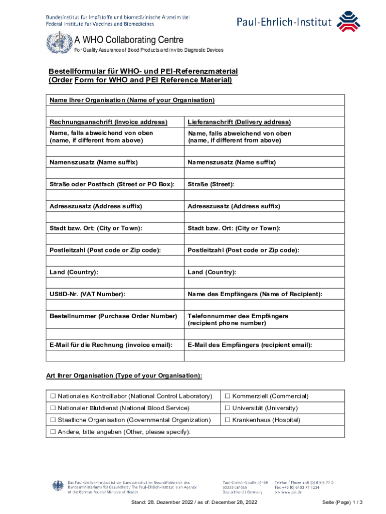 Guide to the Preparation, Use and Quality Assurance of  Form