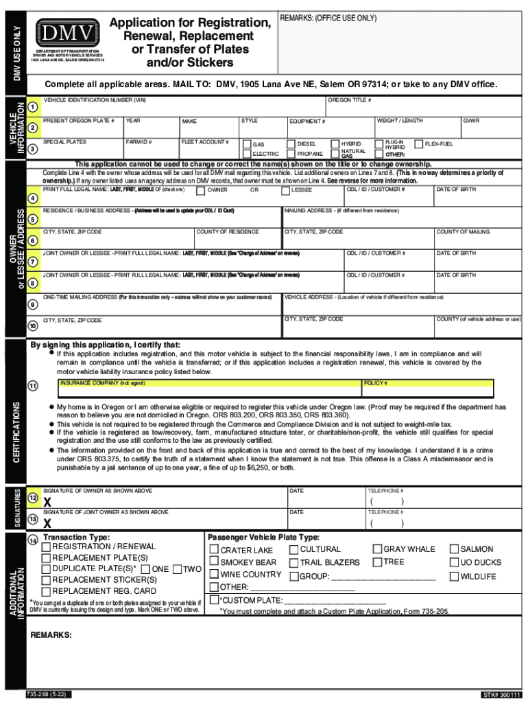  Vehicle Registration RenewReplaceTransfer 2022-2024