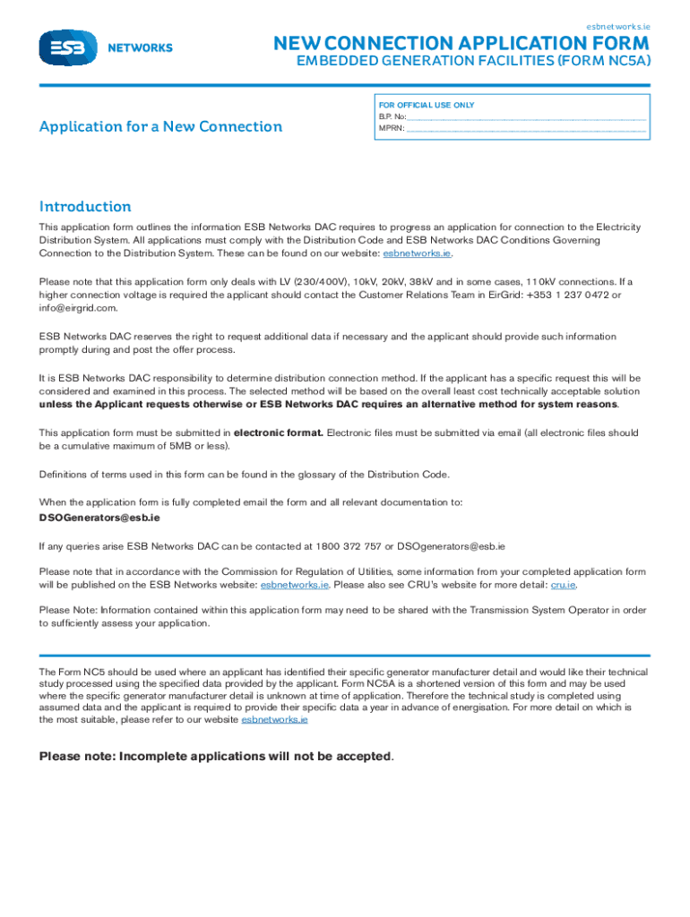  New Connection Application Form 2022-2024