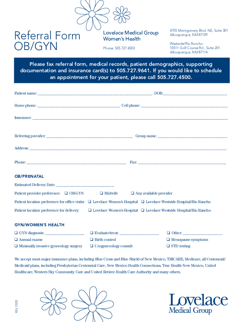 Referral Form OBGYN Albuquerque