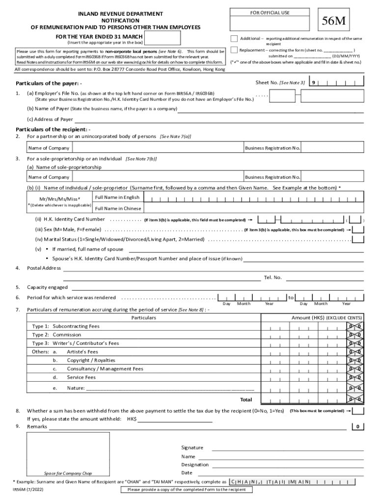  NOTES and INSTRUCTIONS for FORMS BIR56A and 2022-2024