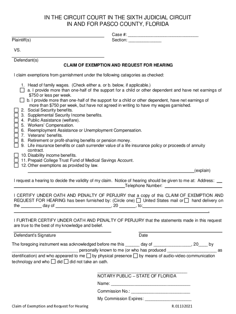  NOTICE to DEFENDANT of RIGHT AGAINST GARNISHMENT of 2021-2024