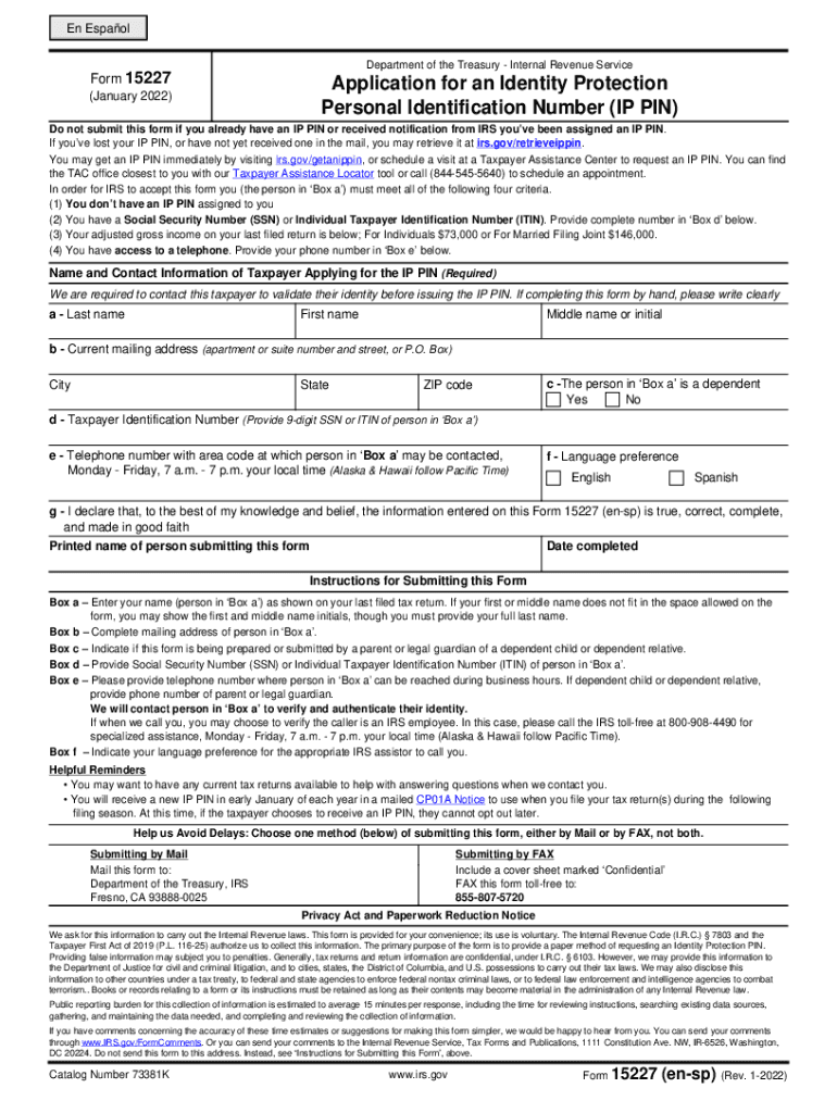 Application for an Identity Protection Personal IRS PDF Form
