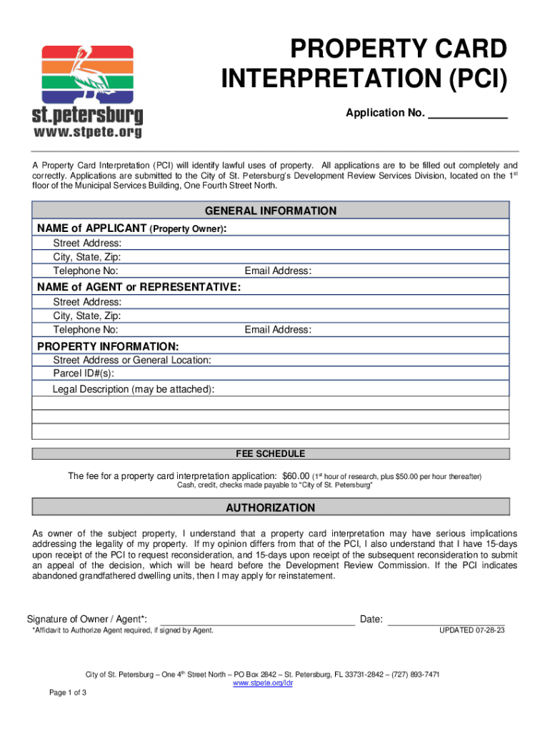  Property Card Interpretation PCI Application 2023-2024