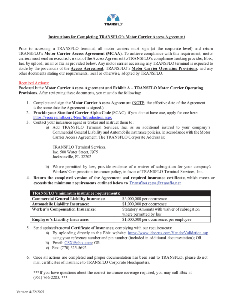 TRANSFLO%20Motor%20Carrier%20Operating%20Provisions PDF  Form