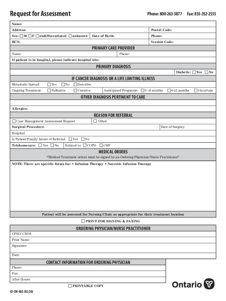 Request for Assessment  Form