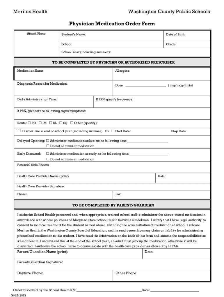 Physician Medication Order Form Documents