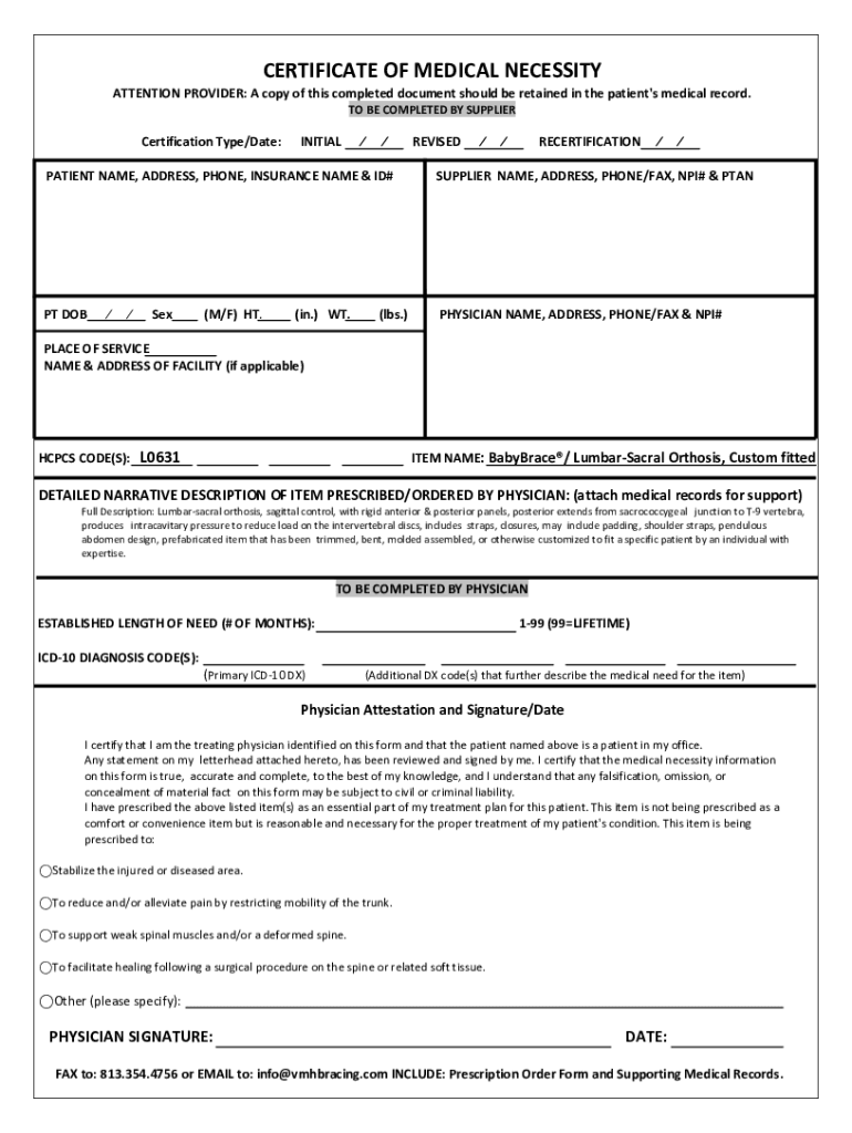 CERTIFICATE of MEDICAL NECESSITYATTENTION PROVIDER  Form