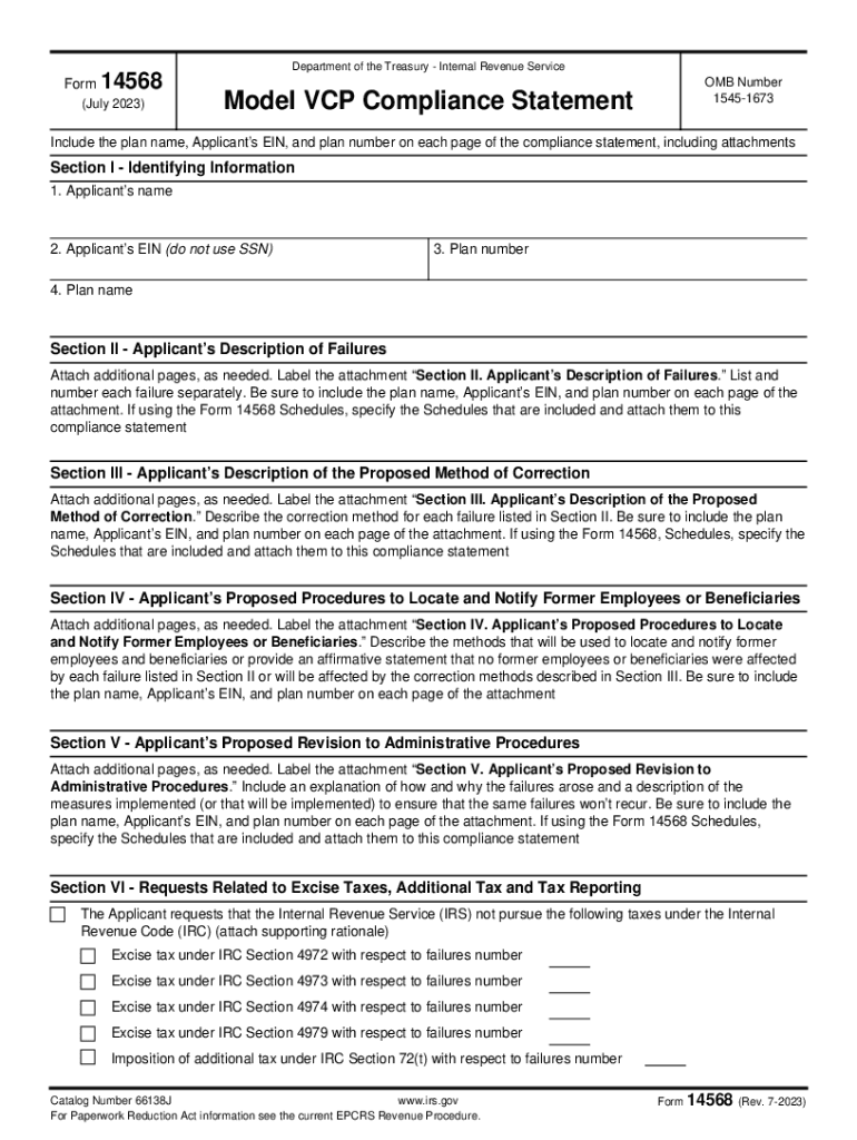  Form 14568 D Model VCP Compliance Statement 2023-2024