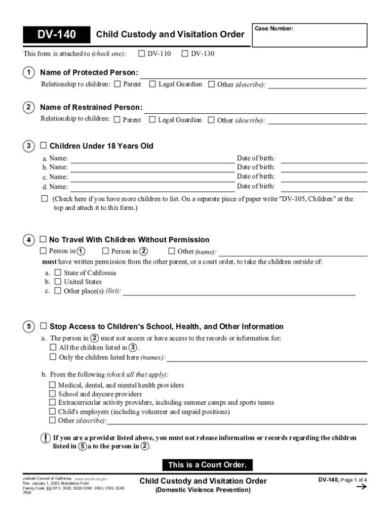  Request Domestic Violence Restraining Order Minor Children 2023-2024