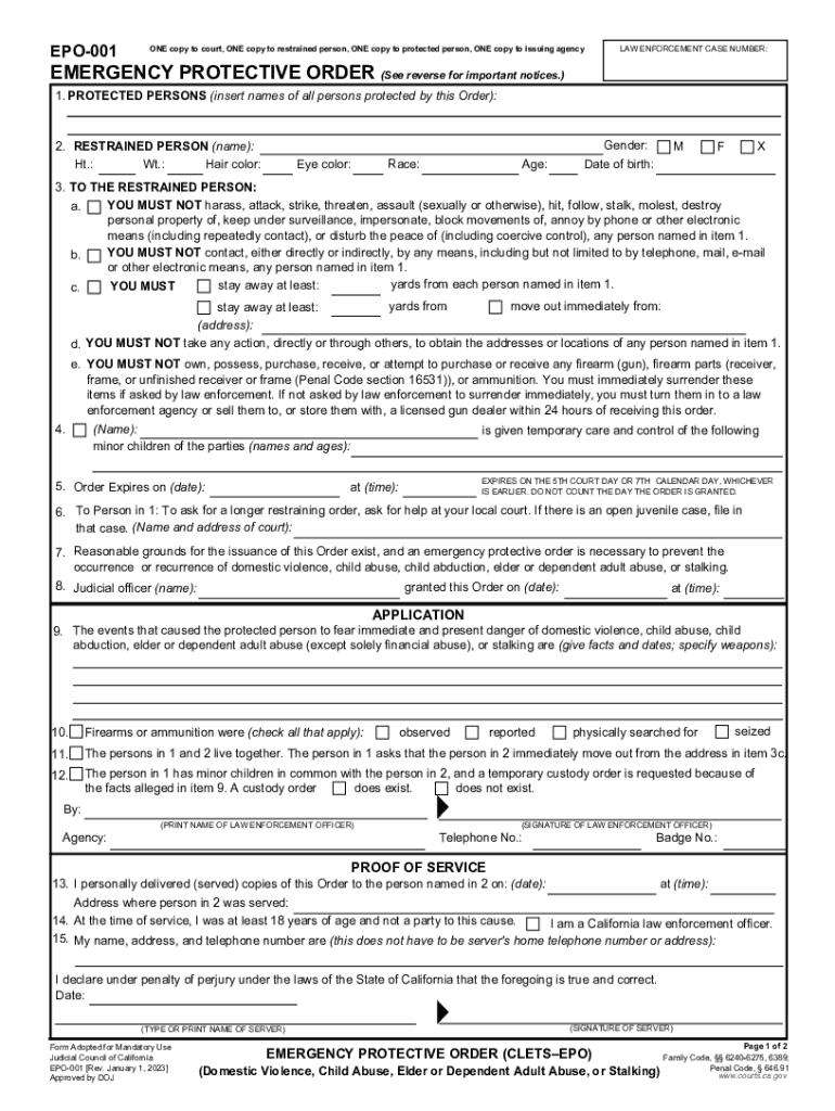  Emergency Protective Order 2023-2024