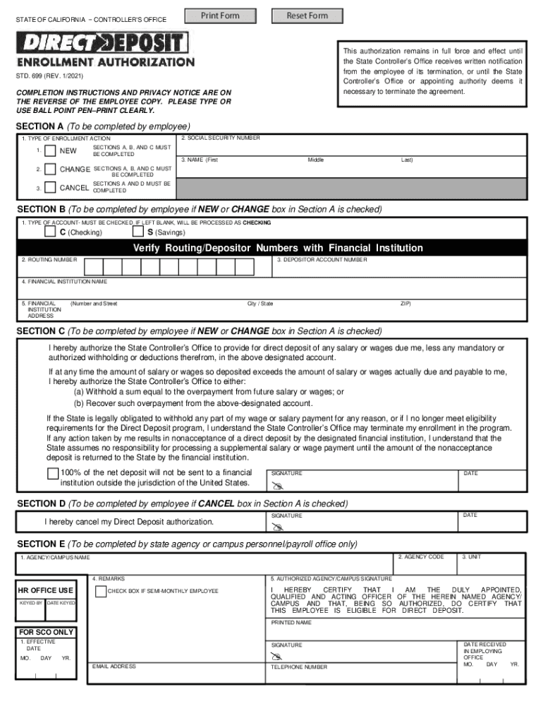 STD 699 Enrollment Authorization  Form