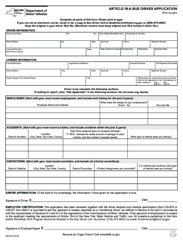  Article 19 a Bus Driver Application 2022-2024