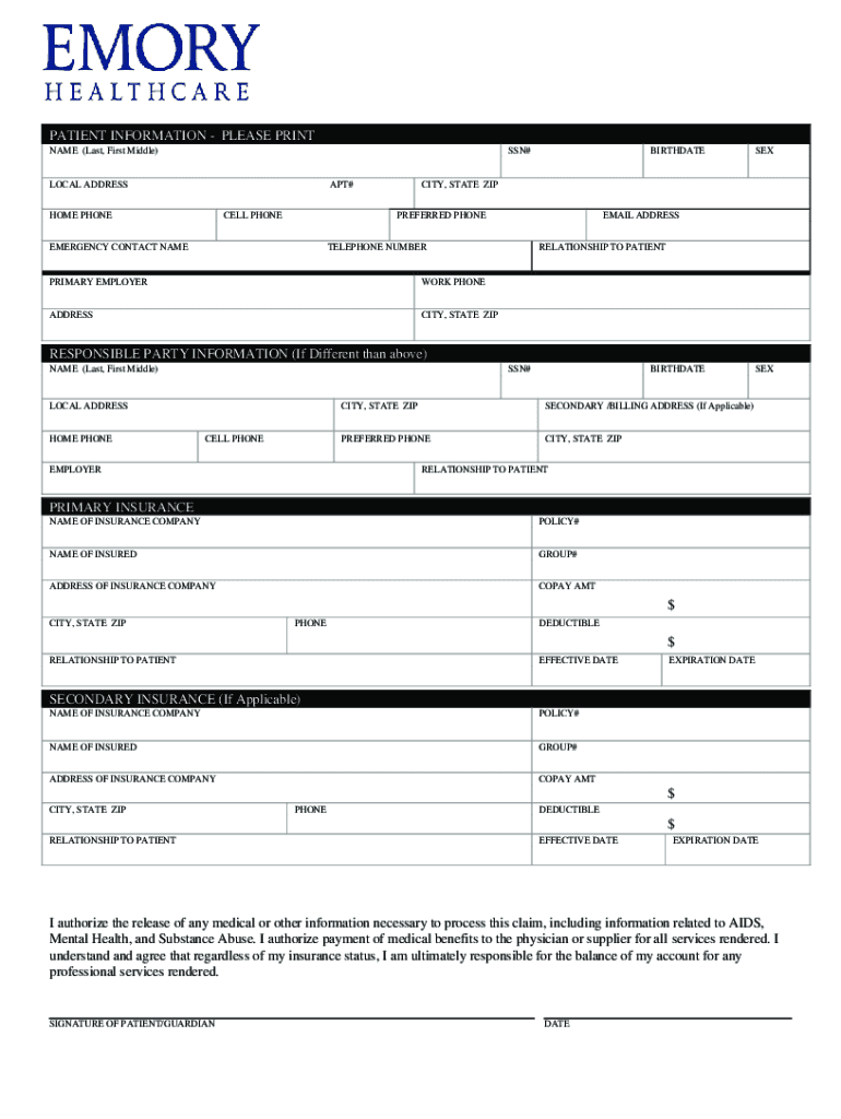  PATIENT INFORMATION PLEASE PRINT NAME Last, First 2018-2024