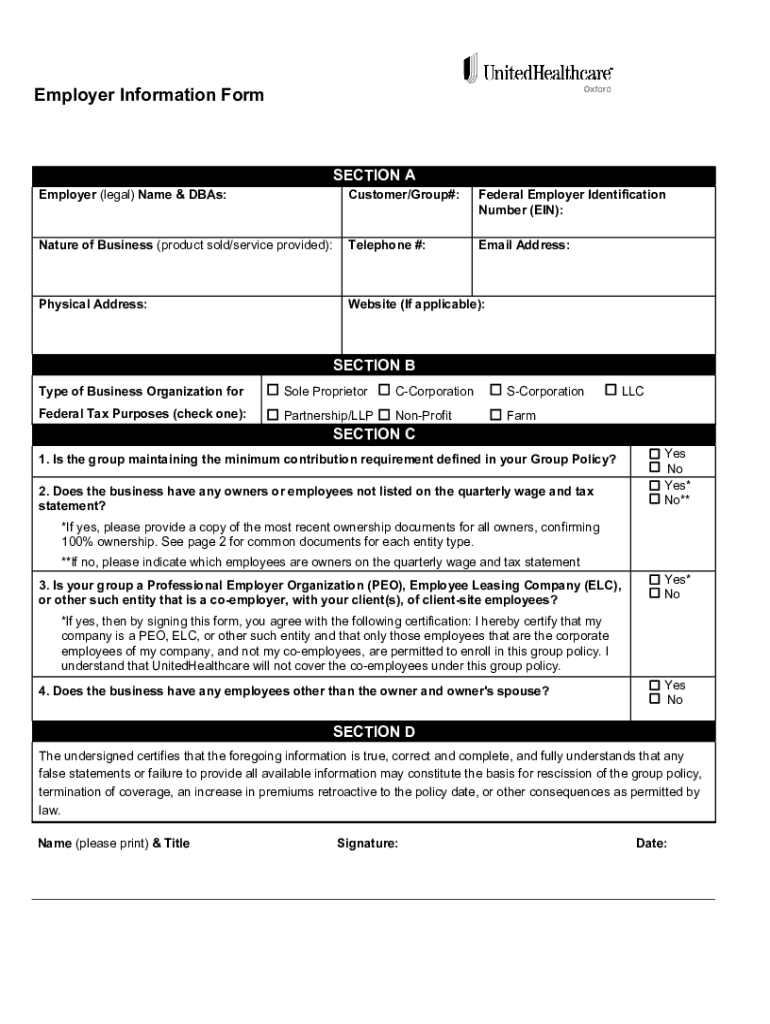  Employer Information Form 2021-2024