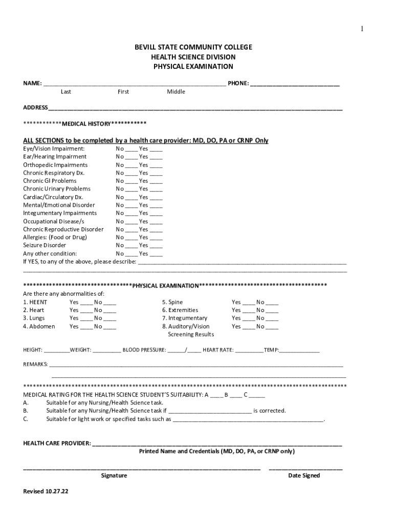  1 BEVILL STATE COMMUNITY COLLEGE HEALTH SCIENCE DI 2022-2024