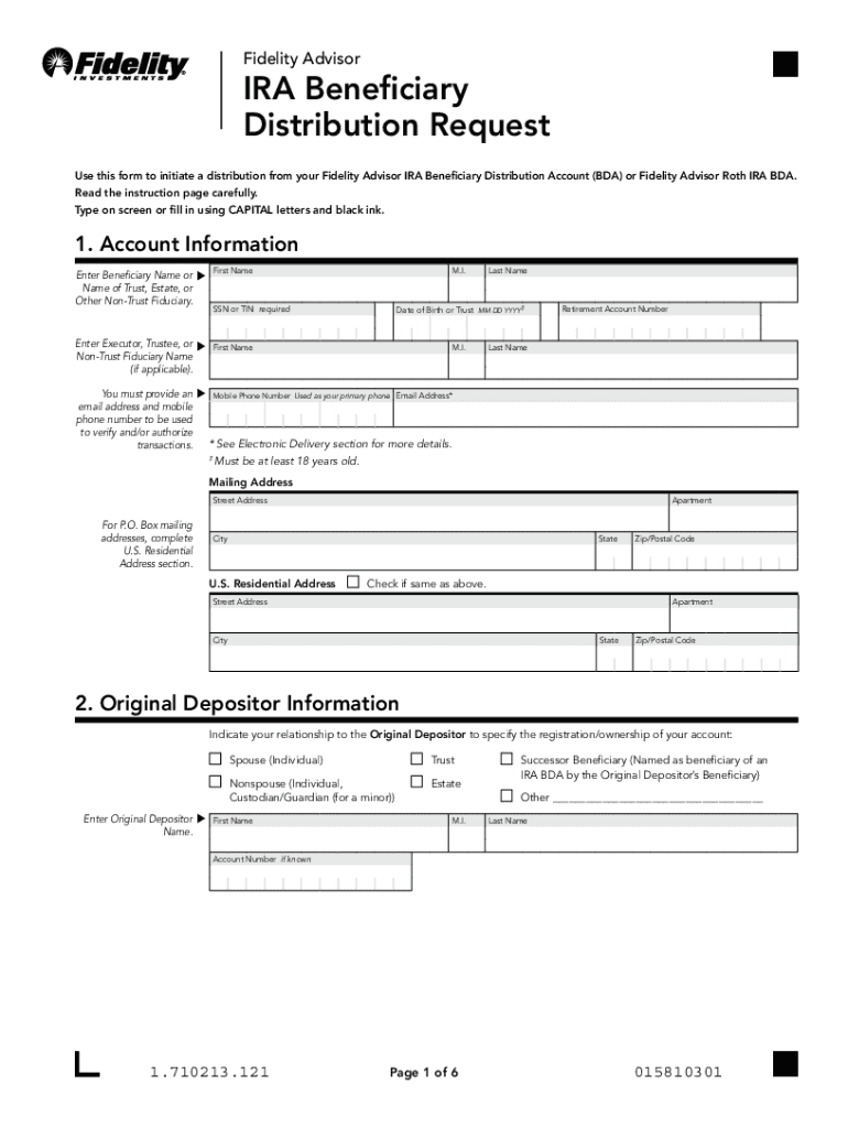  FA IRA Beneficiary Distribution Request Kit Fidelity Institutional 2023-2024