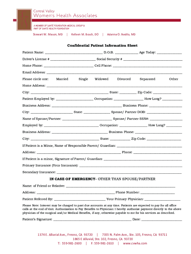 Patient History Fresno  Form