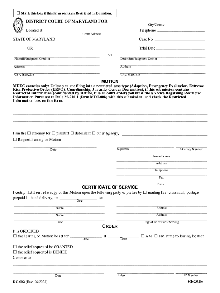  MDEC Counties Only unless You Are Filing into a Restricted Case Type Adoption, Emergency Evaluation, Extreme 2023-2024