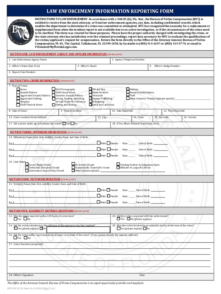Application for Victims CompensationMy Florida Legal  Form