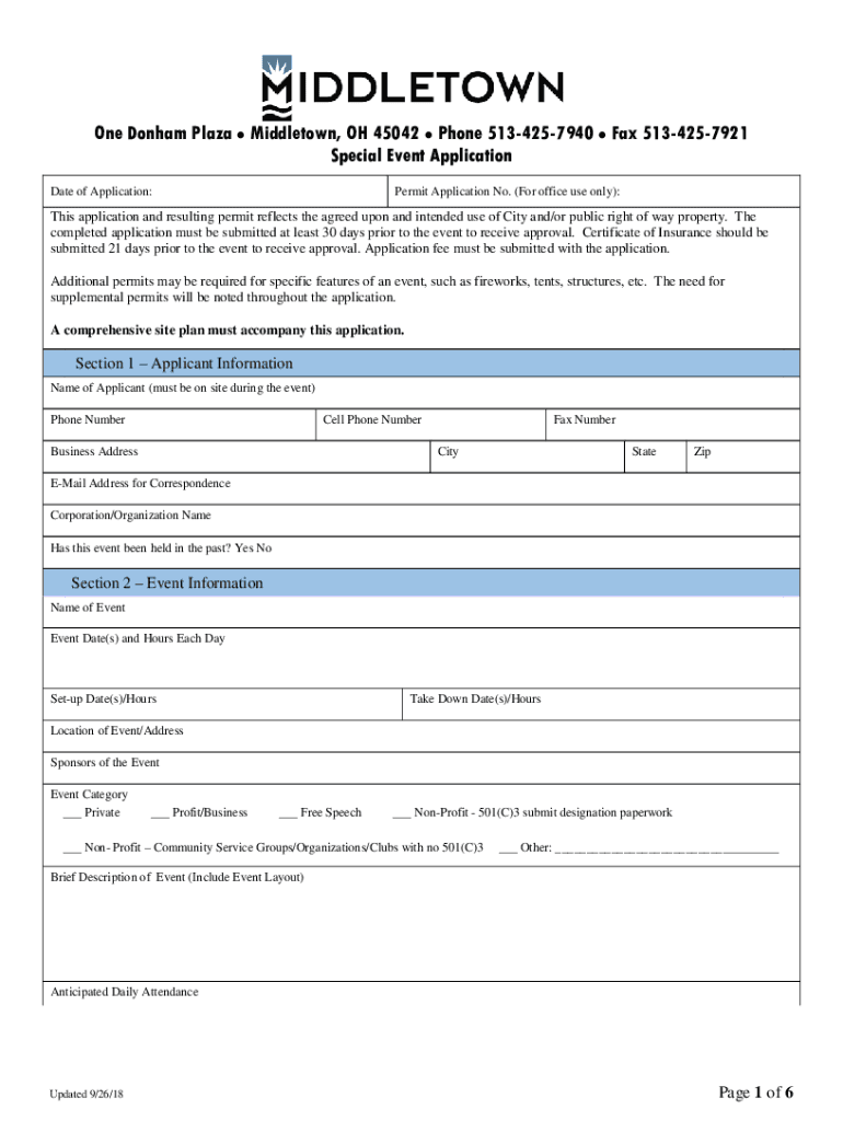  Special Events Permit Application Borough of Glen Rock 2018-2024